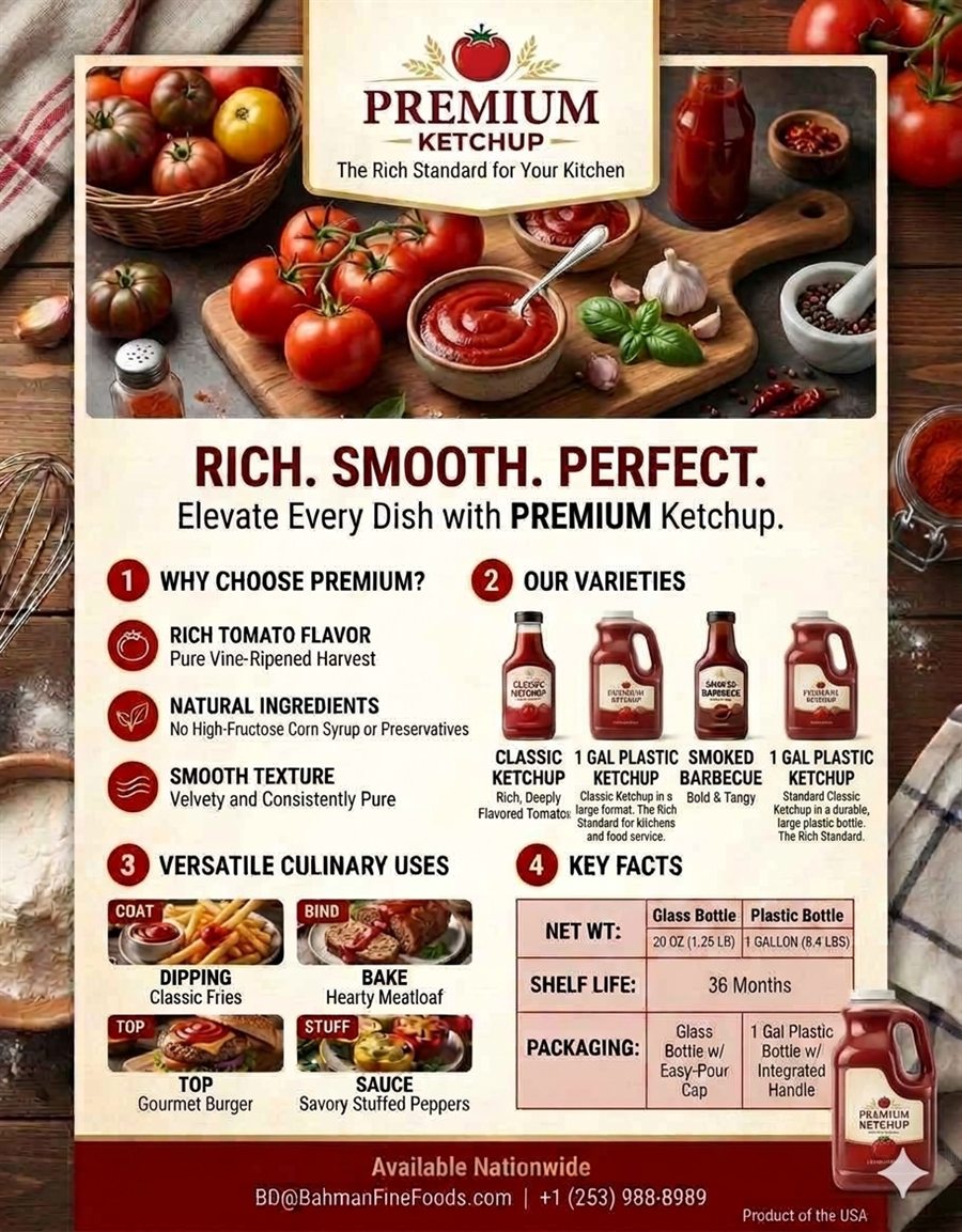 Premium ketchup and barbecue sauce production